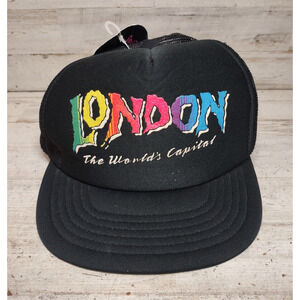 Vintage Capital Caps London The World's Capital Mesh Snapback Trucker Hat Retro